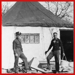 [Photo] Two 456th airmen in front of their tufa tent.