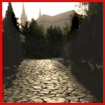 [Photo] A postcard featuring the Roman "Amber" Road near the cathedral.